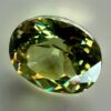 0.48 carat natural demantoid garnet from Namibia, light bright green color, beautiful clarity, and brilliance.