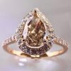 18K Yellow Gold Ring with 1.27 ct Natural Fancy Yellowish Brown VVS2 Diamond & VS Diamonds, ALGT Certified