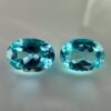 Pair of 1.99 carat blue Paraiba-type apatites, oval cut, vibrant turquoise blue and brilliant appearance.