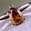 18k white gold pear diamond ring 0.53 ct - Fancy Intense Brownish Yellow-Orange – ALGT Certified | Handmade Luxury